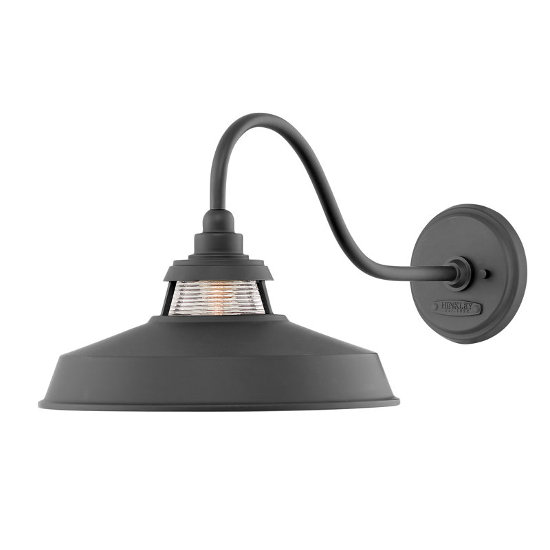 Troyer 1-Light Outdoor Wall Lantern, 11.5" H x 14" W x 24" D, Black