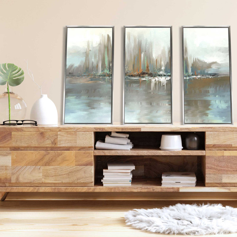 «Big City Lights» par Conrad Knutsen, reproduction sur toile flottante 3 pièces, H 41,5 po x l 64,5 po x P 2 po
