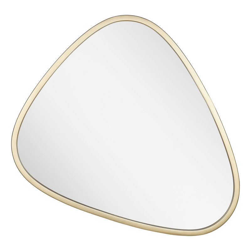 Platt 30-3/4" x 33-1/4" Asymmetrical Framed Bathroom Mirror, Satin Brass