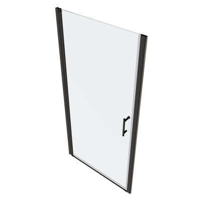 32"-33 3/8" Pivot Shower Door With Stainless Steel Handle - Matte Black 36000 Times Test Bathroom Use