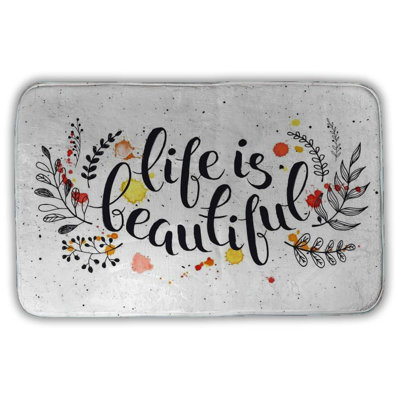 Life is beautiful Bath Mat with Non-Slip Backing - Quick Dry Memory Foam Bathroom Rug - Absorbent - Modern Plush Spa-Style - Machine Washable
