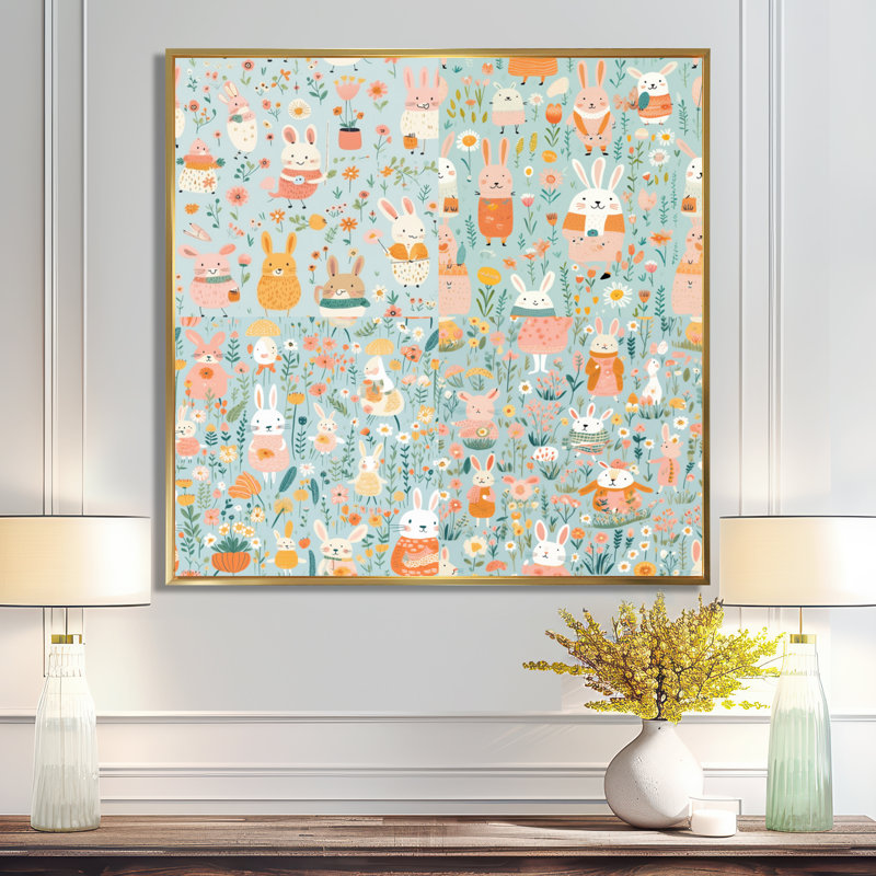 «Kiruthik - Children», impression d'art mural, Toile avec cadre flottant or, H 16 po x l 16 po x P 1 po