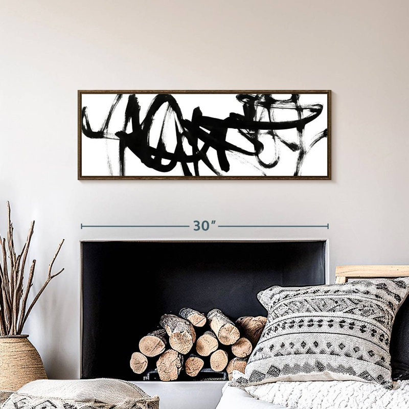 Blanc à noir Higley V, 31" X 11", Floating Frame Walnut