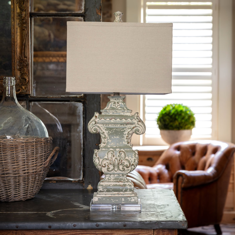 Resin Table Lamp With Linen Shade