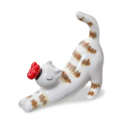 Stretching Cat Ring Holder Multi Earthenware Everyday