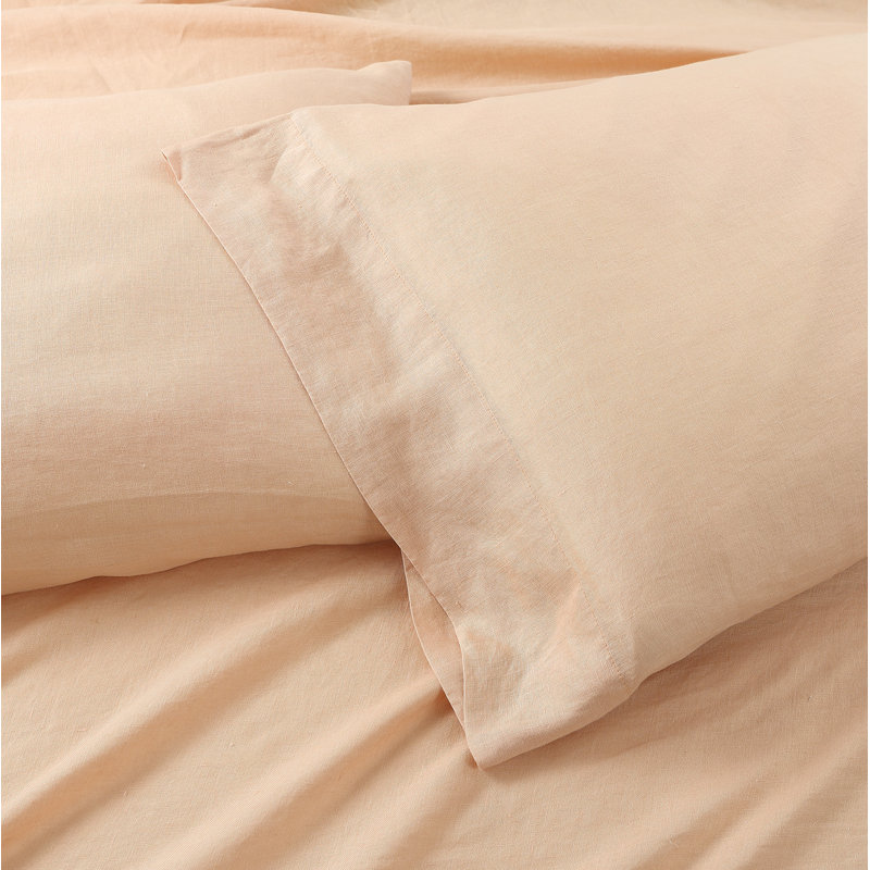 Frazier 100% Linen Machine Woven Sheet Set, King Sheet Set with 2 Pillowcases, Apricot