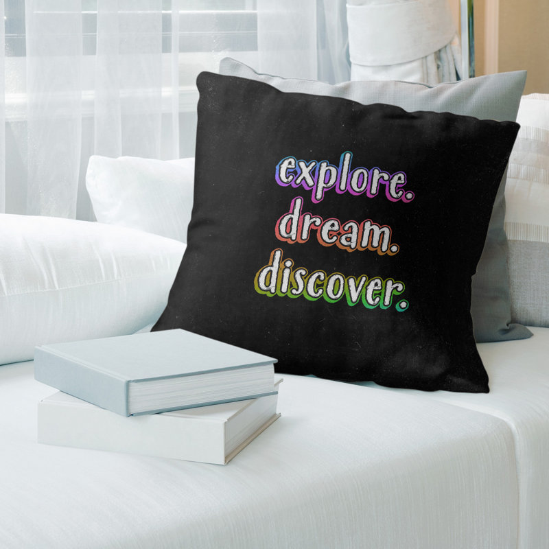 Coussin décoratif Explore Explore Dream, 14 po x 14 po, Arc-en-ciel, Mélange de duvet