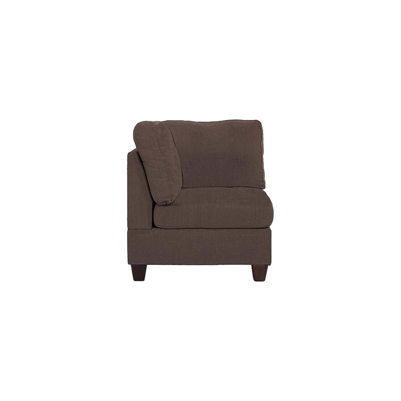 Mobilier de salon d'angle, canapé de coin en lin 1pc avec pieds en bois (un seul siège!), Tissu café