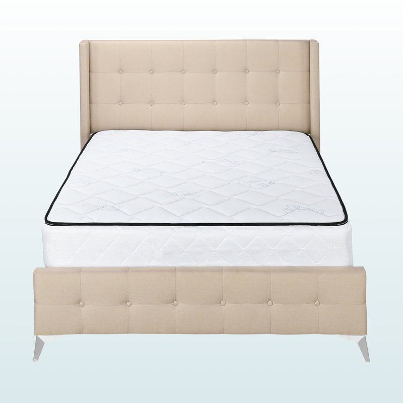 Grand lit incliné avec pieds en métal chromé, H 49,36 po x l 65,89 po x L 87,77 po