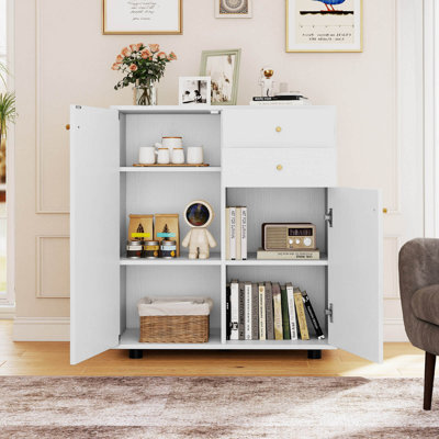 Kitchen Sideboard Buffet Cabinet with 2 Drawers, 2 Doors and 3 Adjustable Shelves