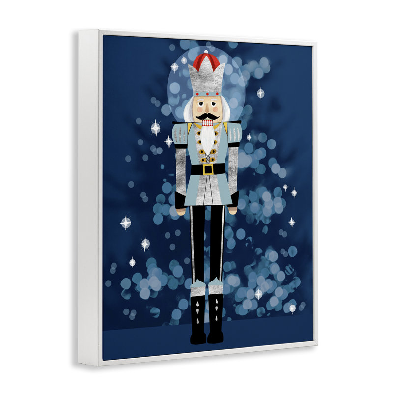 «Blue Holiday Nutcracker», art de la giclée encadrée par Grace Popp, Giclée encadrée blanc bord de mer, H 14 po x l 11 po