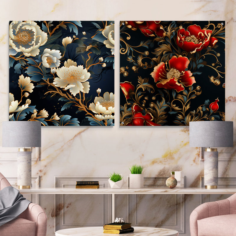 Chavanne - Ensemble de 2 art mural en verre acrylique, H 16 po x l 33 po