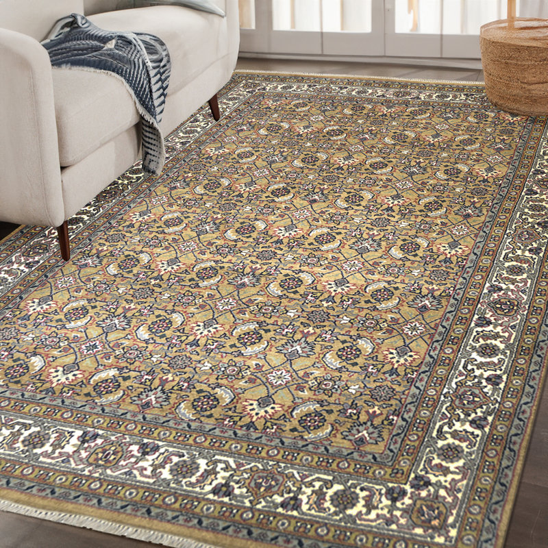 Wool Floral Area Rug, Rectangle 5' X 7'