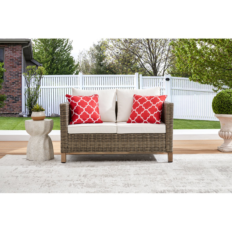 Sireli 50.4'' Wide Wicker Patio Sofa with Cushions, White