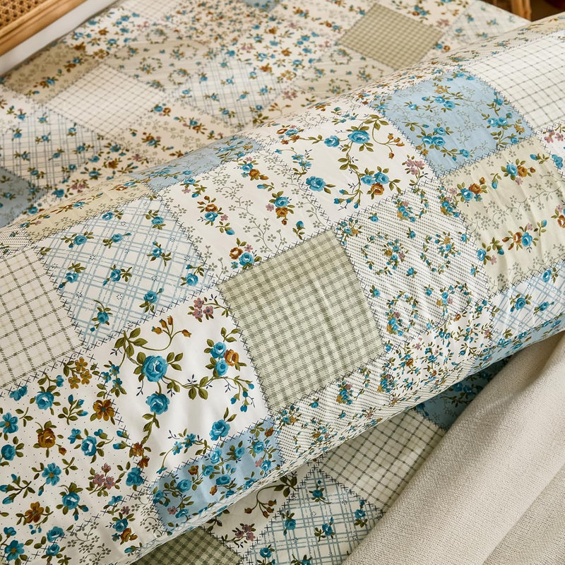 Taie d'oreiller pour corps 100% coton, housse de coussin 1 pièce à motif floral vert, ensemble de taies d'oreiller à fermeture respirante confortable (corps, 20 po x 54 po)