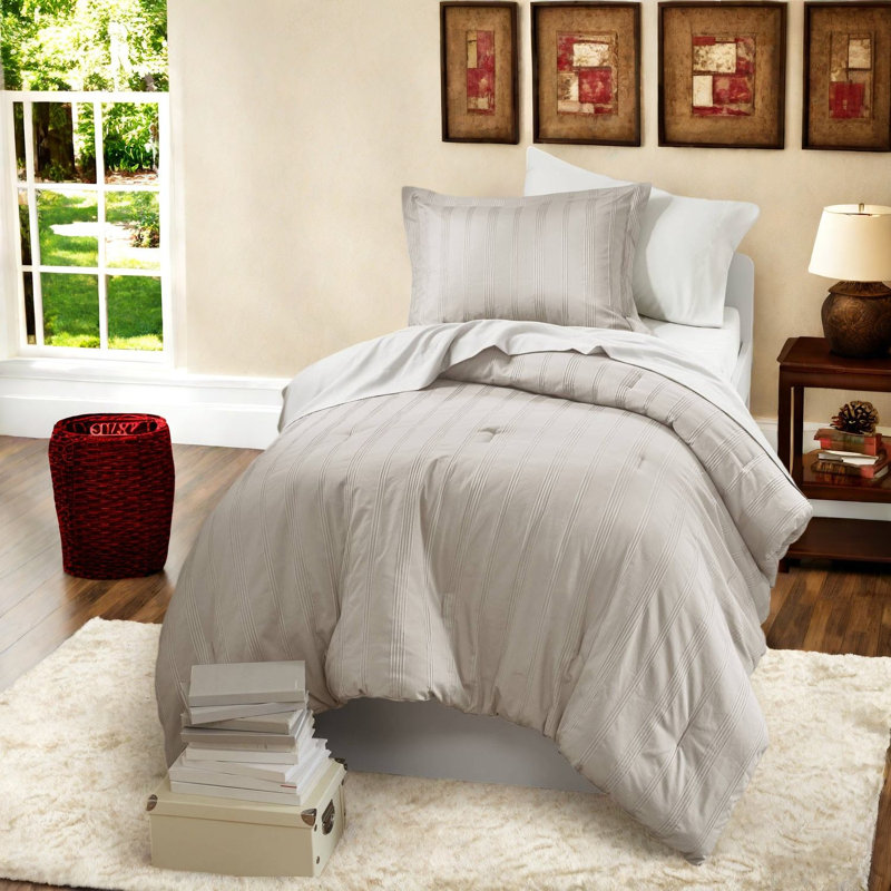 Ensembles de literie pour lit simple TG en polyester confortable, dortoir à rayures moderne