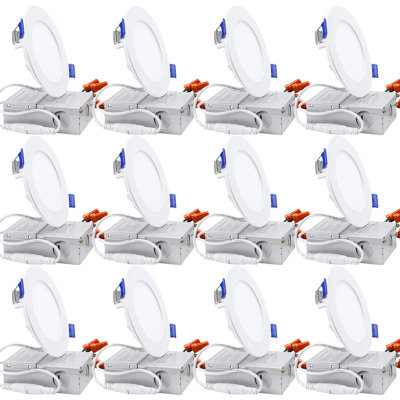 Éclairage encastré à DEL 4 pouces avec boîte en J, encastré à intensité variable, 80 W Eqv. 4000K blanc froid