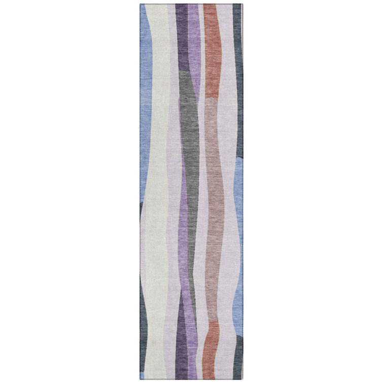 Machine Washable Indoor/Outdoor Husby ACN2188 Striped Rug