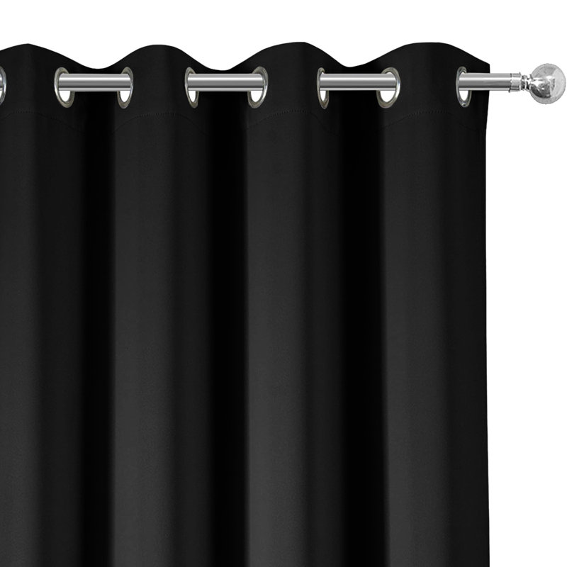 100% Room Darkening Blackout Eyelet Curtains (Set Of 2) , 168cm Width x 137cm Drop, Black