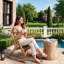 Chaise berçante de patio en bois de 38 pouces-723979640