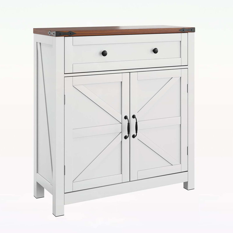 Versatile Farmhouse Buffet Cabinet with Multiple Storage Compartments for Every Home, Brown/White