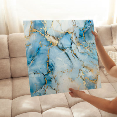 «Abstract Blue Crystal Marble Geode IV», reproduction d'art moderne sans cadre