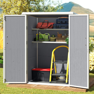 4.6 ft. W x 2.9 ft. D x 5.6 ft. H Outdoor Tall Storage Shed With Shelves