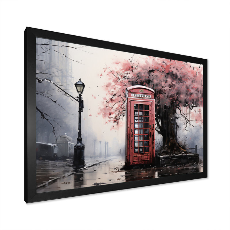 Cabine téléphonique rose qui s'évanouit, Cadre photo noir, H 16 po x l 32 po x P 1 po