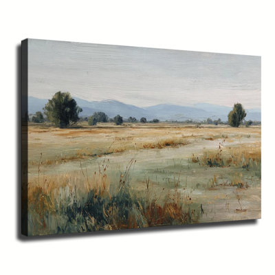 Peinture à l'huile rétro sur toile de paysage champêtre