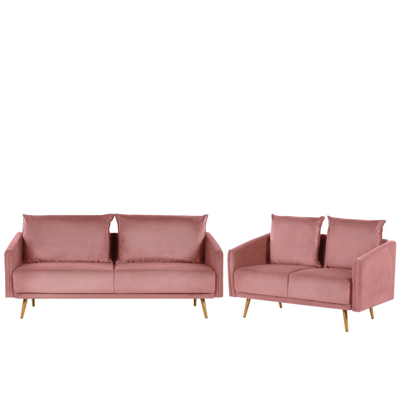 Christy 2 - Piece Velvet Living Room Set, Pink