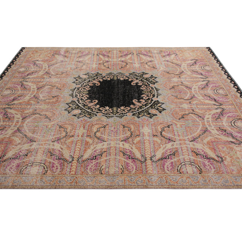 Distressed Homage Hand Knotted Wool Geometric Area Rug, Rectangle 10' x 14'