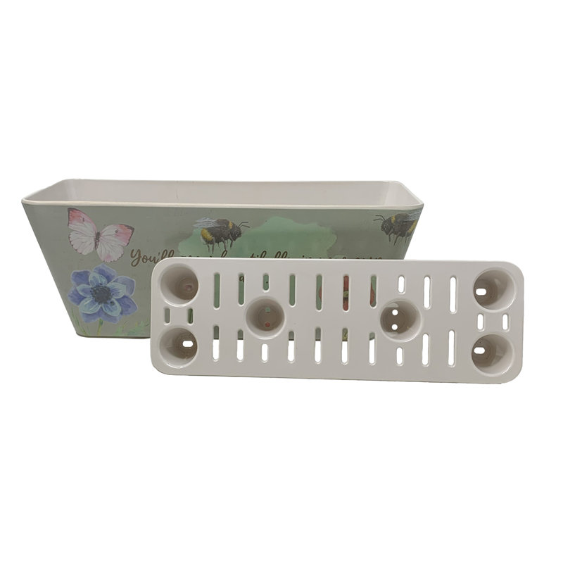 16" Multicolor Bamboo Fiber Rectangular Self-Watering Planter
