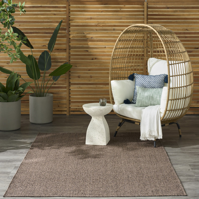 Tulum Solid Indoor/Outdoor Area Rug, Rectangle 4' x 6', Brown