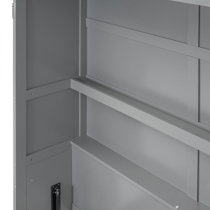Lit escamotable mural avec tablettes Murphy, Gris, Grand lit