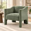 Fauteuil d'appoint moderne en forme de tonneau, fauteuil rembourré en chenille avec accoudoirs fermés, vert-194997927