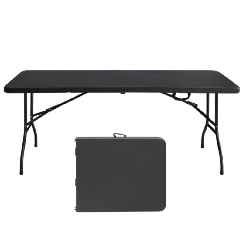 Table pliante 6 pi pour les voyages en camping et les repas dans la cour arrière, H 29 po x l 72,8 po x P 30 po, Noir