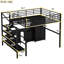 Lit mezzanine en métal noir avec table et garde-robe, conception pleine grandeur, structure, grands espaces de rangement, instructions d'assemblage simples et complet, look contemporain, construction stable, options, facile
