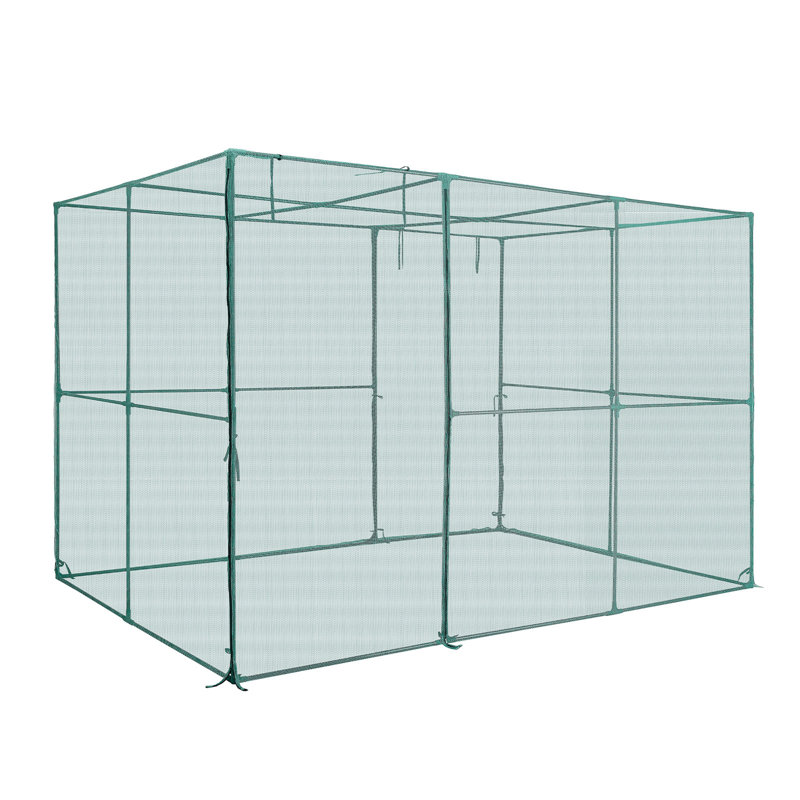 Crop Cage, 9.5 x 6.36 x 6.36 ft Plant Protection Tent with Zippered Door, Wind-Resistant Tall Crop Cage, Easy to Install, Outdoor Raised Bed Cover, Tomato Plant Netting for Garden Patio Lawn