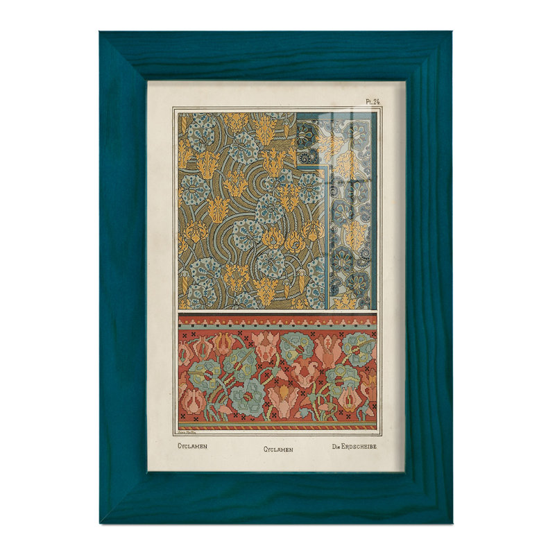 Nouveau Decorative I, reproduction d'art encadrée, H 9 po x l 7 po x P 1 po, Bleu
