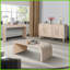 Table basse de style vintage rétro Art déco pour salon en bois naturel délavé, facile à assembler-1649183032