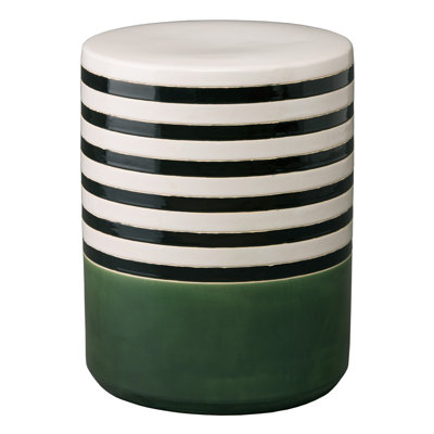Tabouret de jardin rayé en céramique fabriqué à la main H 18,5 po