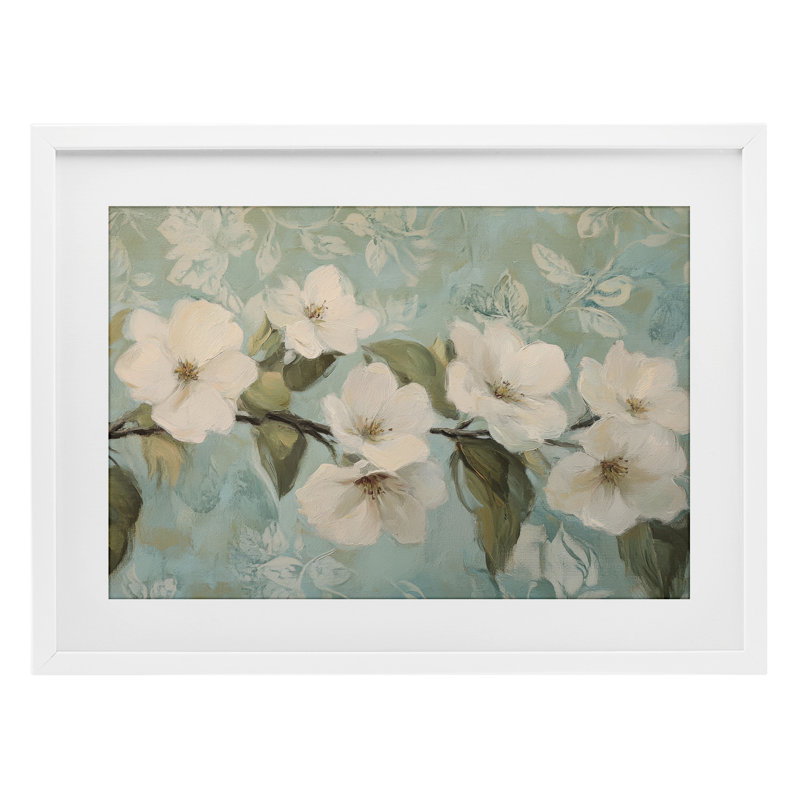 Serene Flower Branch Blooms, reproduction encadrée sous verre, design par Petal Prints Design, 14 x 20