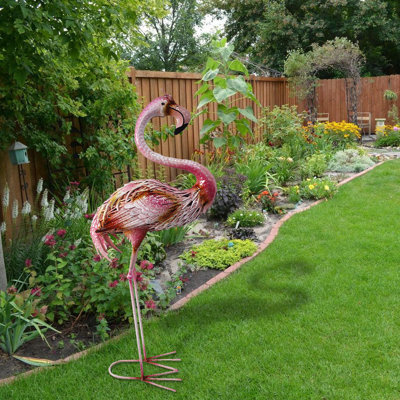 Statue de jardin extérieur flamant rose