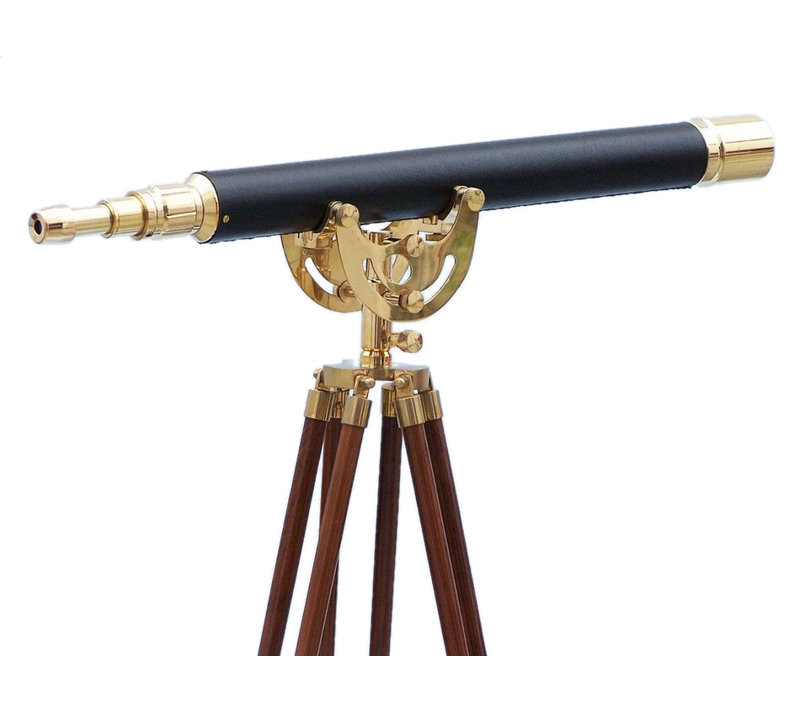 Télescope principal en cuir de plancher Violette, H 65 po x l 32,5 po x P 3 po, Laiton/ cuir noir