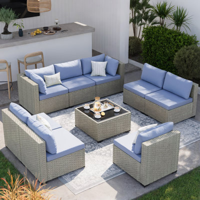 9 Pieces Patio Conversation Set