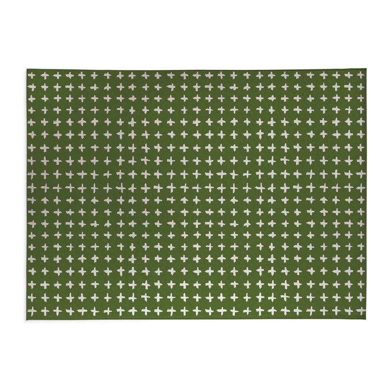 Tapis de cuisine à profil bas Check, Vert olive, Rectangle 5 pi x 7 pi