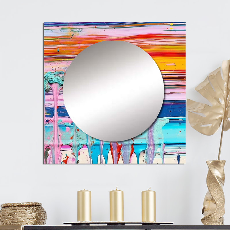 Elrond - Art mural miroir carré abstrait pour salle de bain, 23 po x 23 po