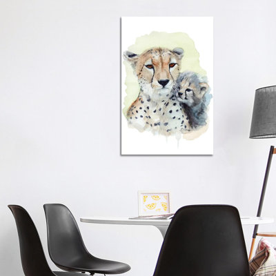 Mother and Baby Cheetahs 1 Piece Wrapped Canvas Painting