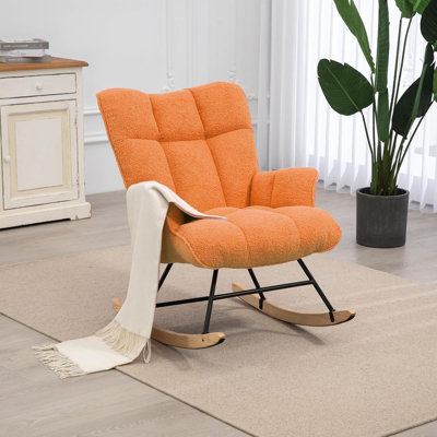 Nursery Rocking Chair Teddy, Upholstered Glider Rocker for Living Rooms, Bedrooms