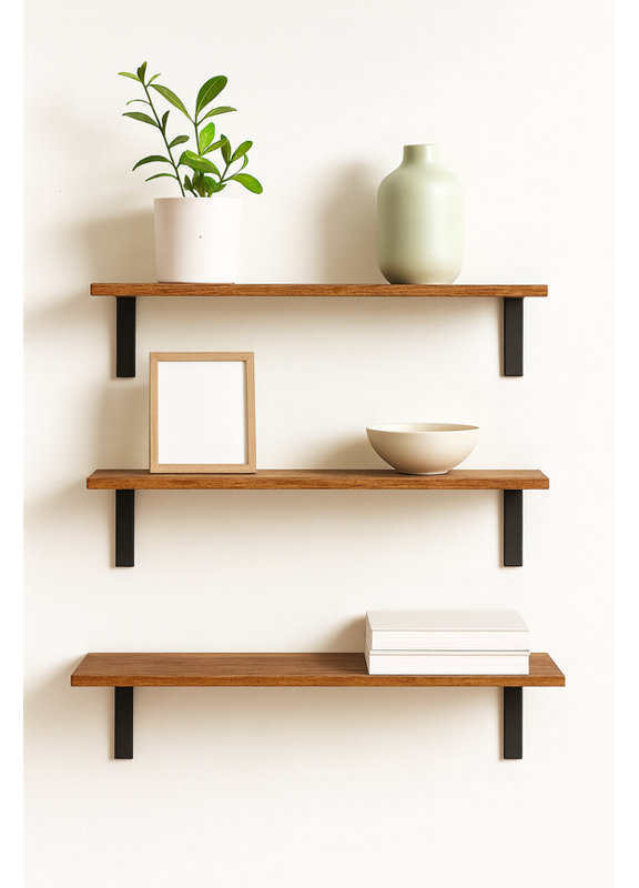 La Grange Wood Shelf  36''L x 8''W x 1''H Whiskey Brown, 1" H x 36" W x 8" D